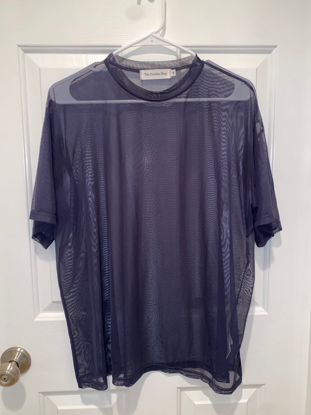 The Frankie Shop Zolli Sheer Mesh T-shirt Dark Gray Size Medium